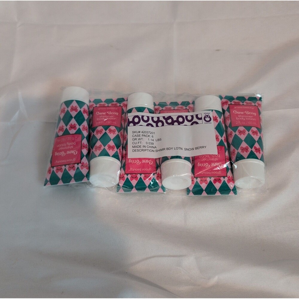 Six 2oz Tubes Groovy Beauty Snow Berry Shimmer Body Lotion